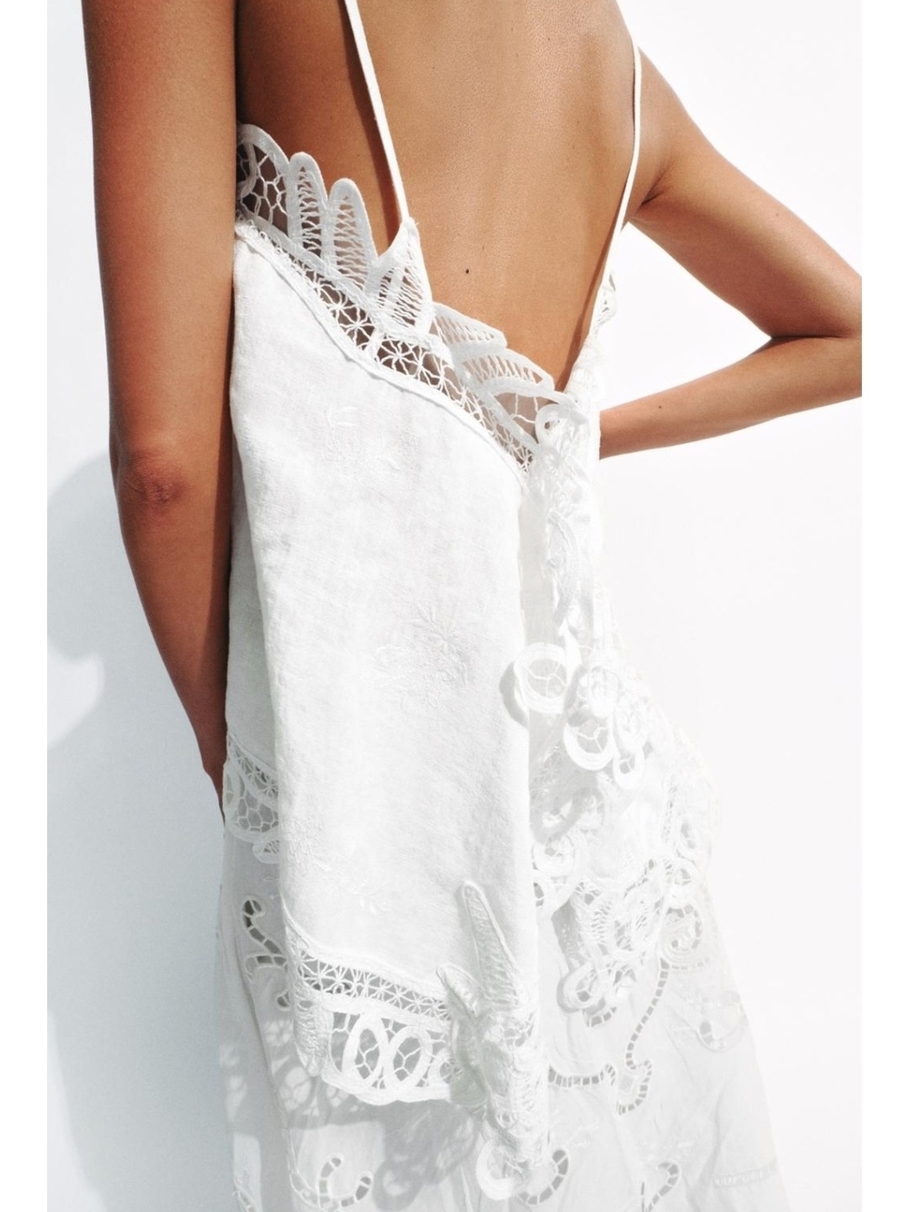 Zara White Lace-Trim Slip Top